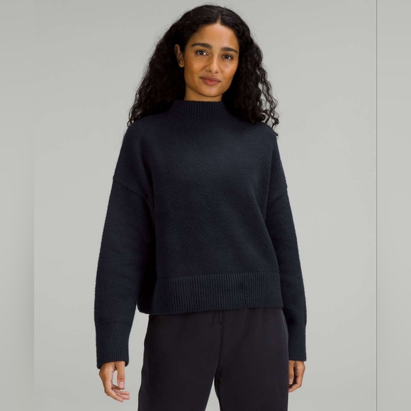 Lululemon Brushed Cotton Merino Blend Mockneck in True Navy - Picture 1 of 16